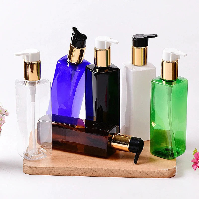 Pump Bottles Empty PET Gold Silver Collars Soap Lotion Packaging 20 Pack