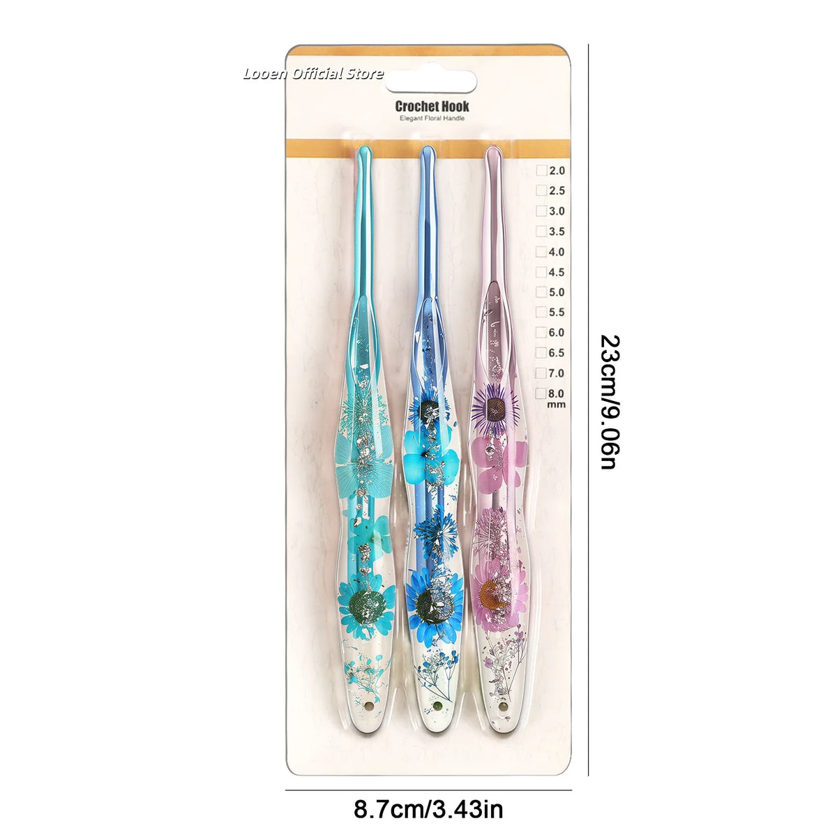 Crochet Hook, Resin Handle & Aluminum Tip for Handmade Yarn Projects