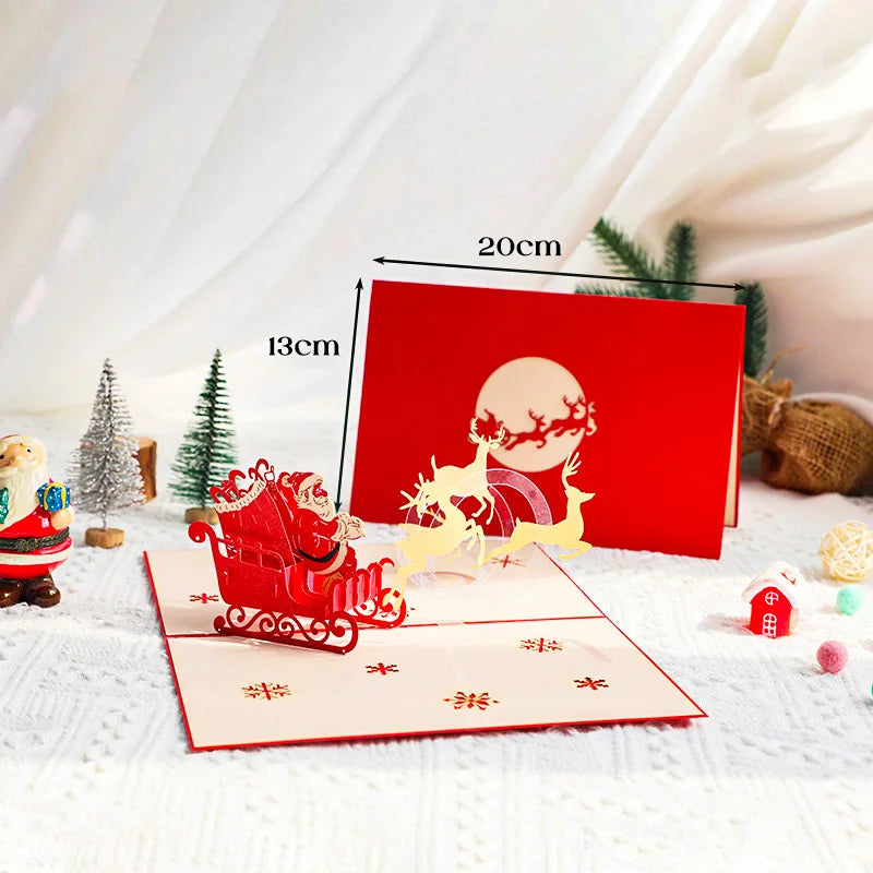 Christmas Card 3D Pop-Up Santa Tree Reindeer Holiday Greeting 36 Designs