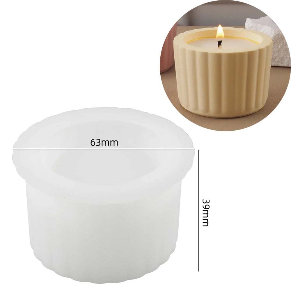 Candle Mold Silicone Ribbed Jar Flowerpot & Dome Box DIY Wax Concrete Resin