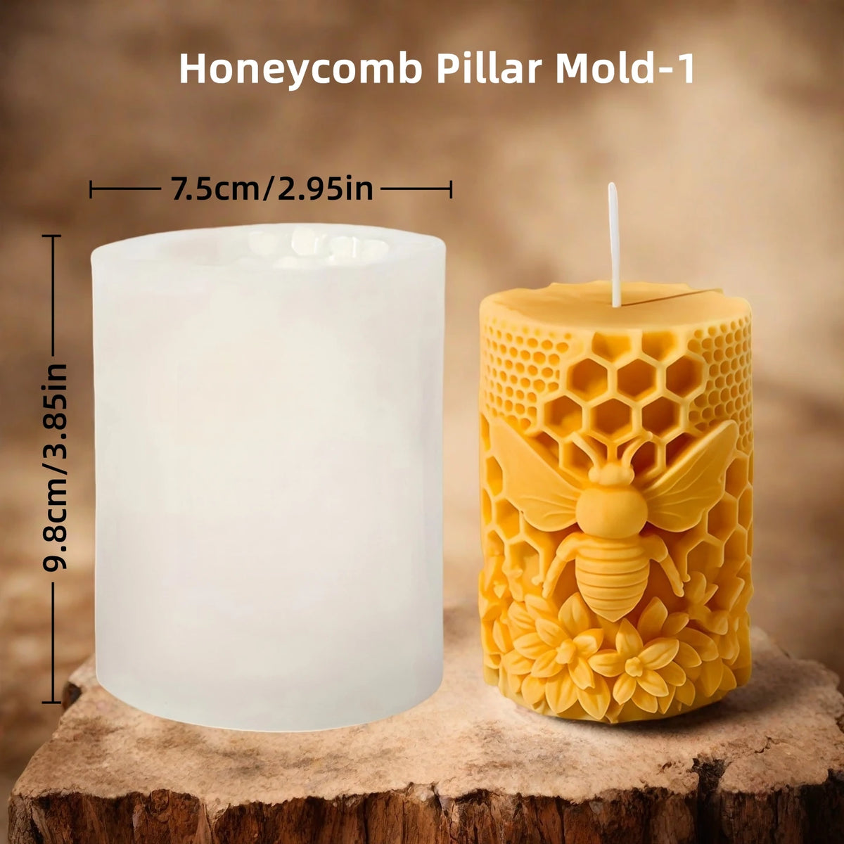 Honeycomb Bee Pillar Candle Mold - Silicone 3D, 6 Styles