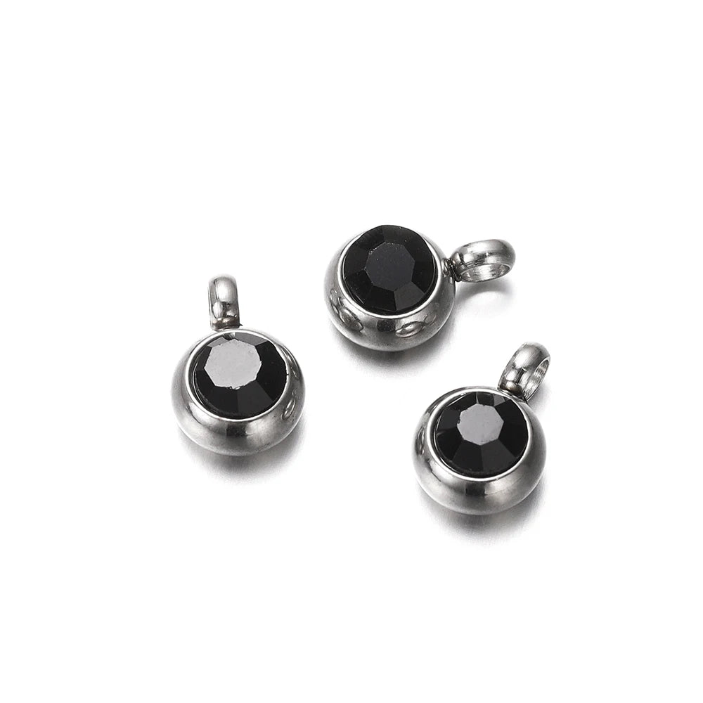 Earring Components Stainless Steel Birthstone Necklace Pendant Craft Supplies