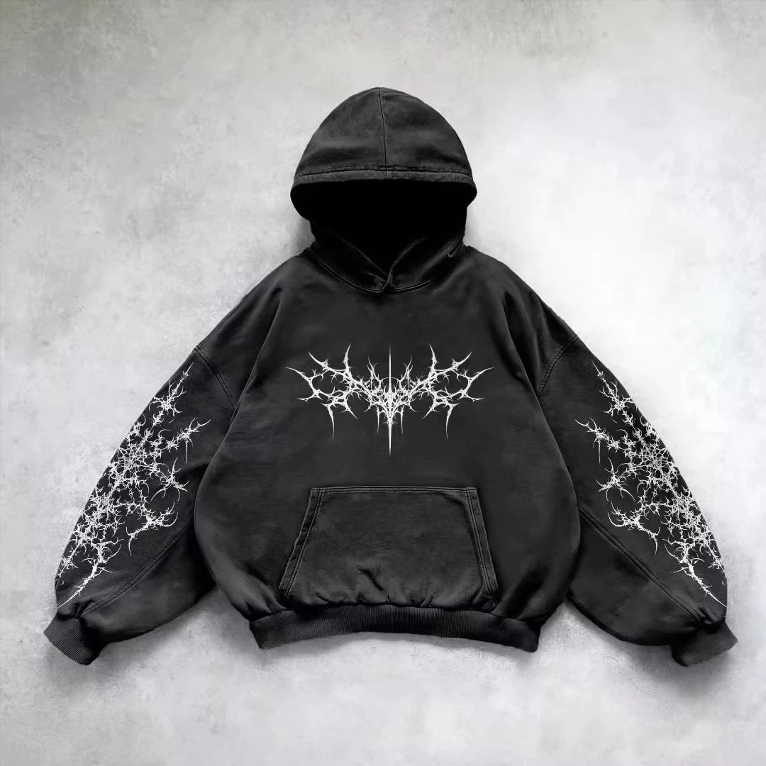 Hoodie Men's Gothic Graphic Print Oversized Pullover Y2K Grunge 10 Designs