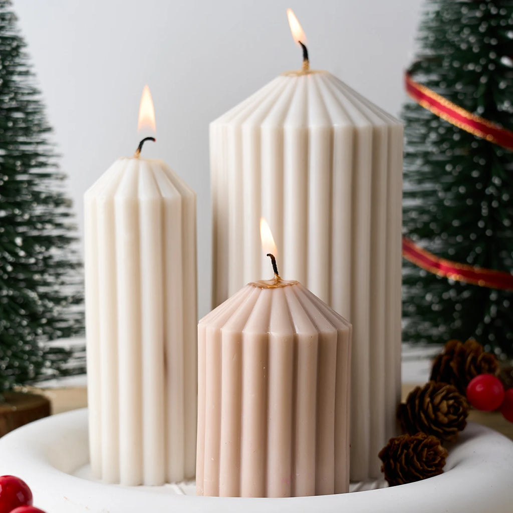 DIY Striped Cylindrical Candle Silicone Mold 3D Church Pointed Aromath Soap Molds Candles Making Tool Wedding Party Decor Gifts