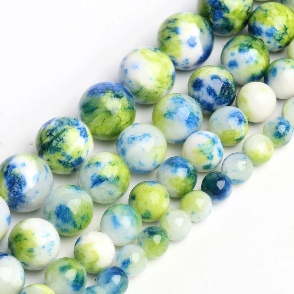 Stone Beads Round Green Agate Jasper Tiger Eye Styles for DIY Jewelry Making