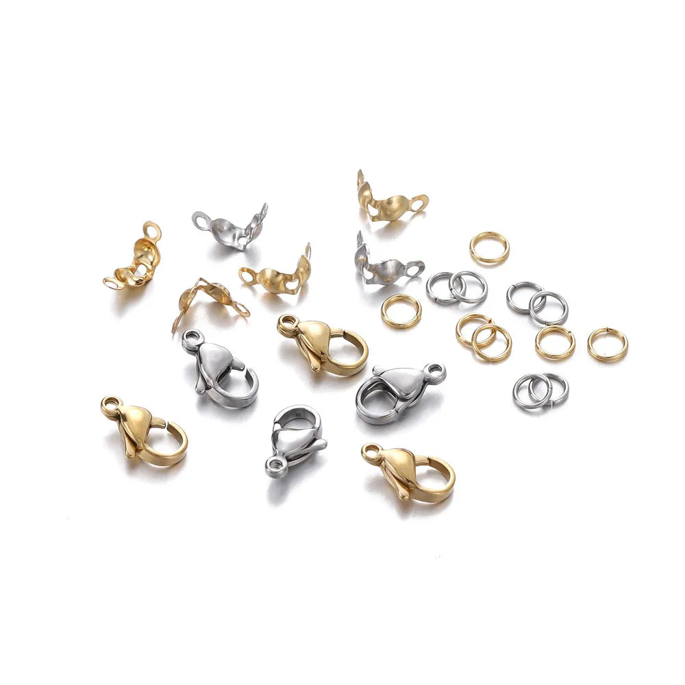 Jewelry Findings Kit Stainless Steel Clasps Crimps Rings DIY Jewelry Making