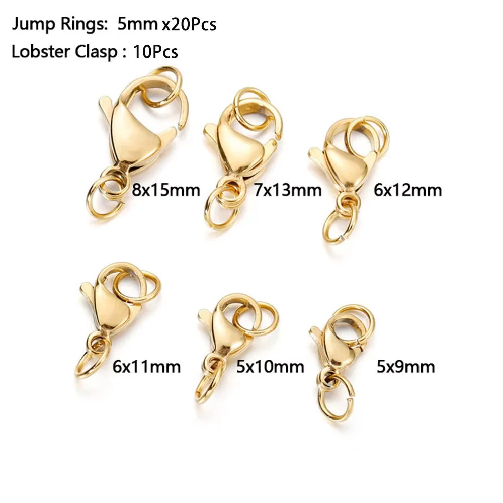 Lobster Clasp Sets Stainless Steel with Jump Rings DIY Jewelry Making