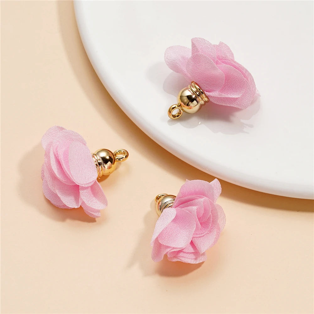 Earring Components Fabric Flower Tassel Pendants Bracelet DIY Jewelry Making