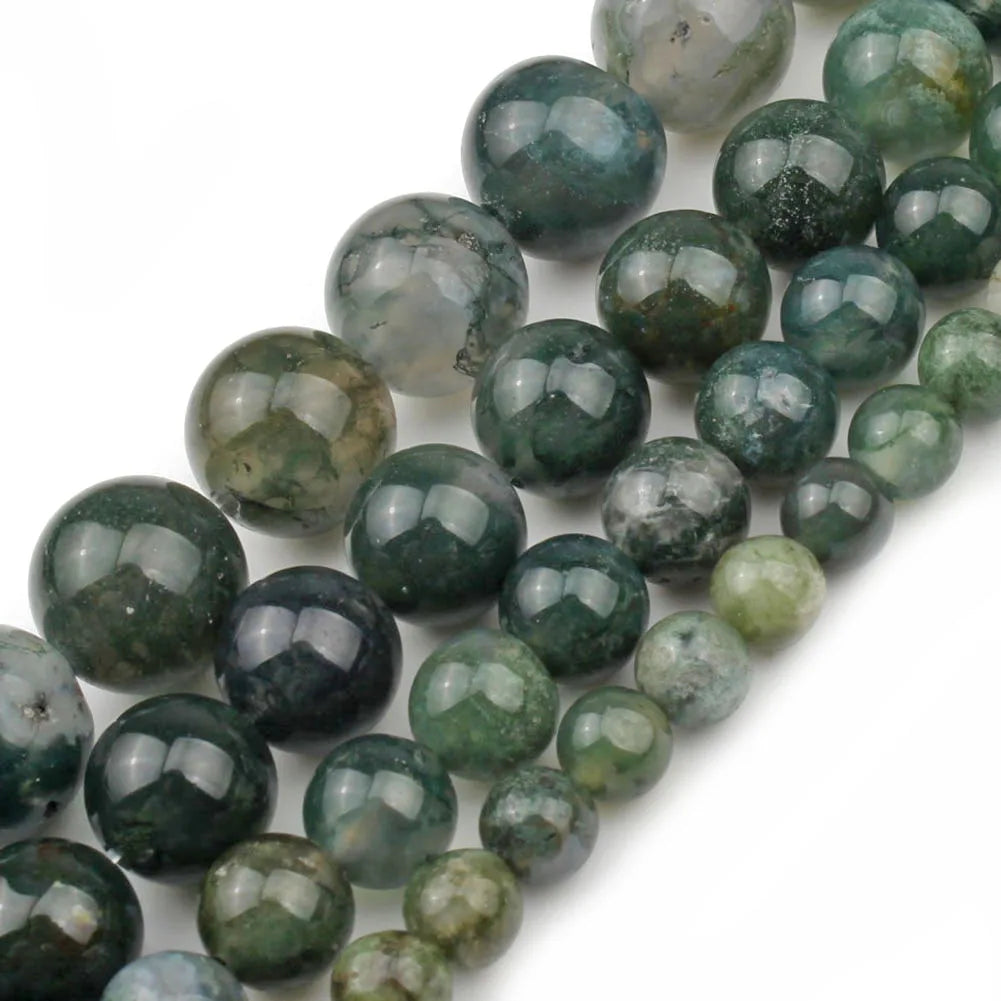 Stone Beads Round Green Agate Jasper Tiger Eye Styles for DIY Jewelry Making