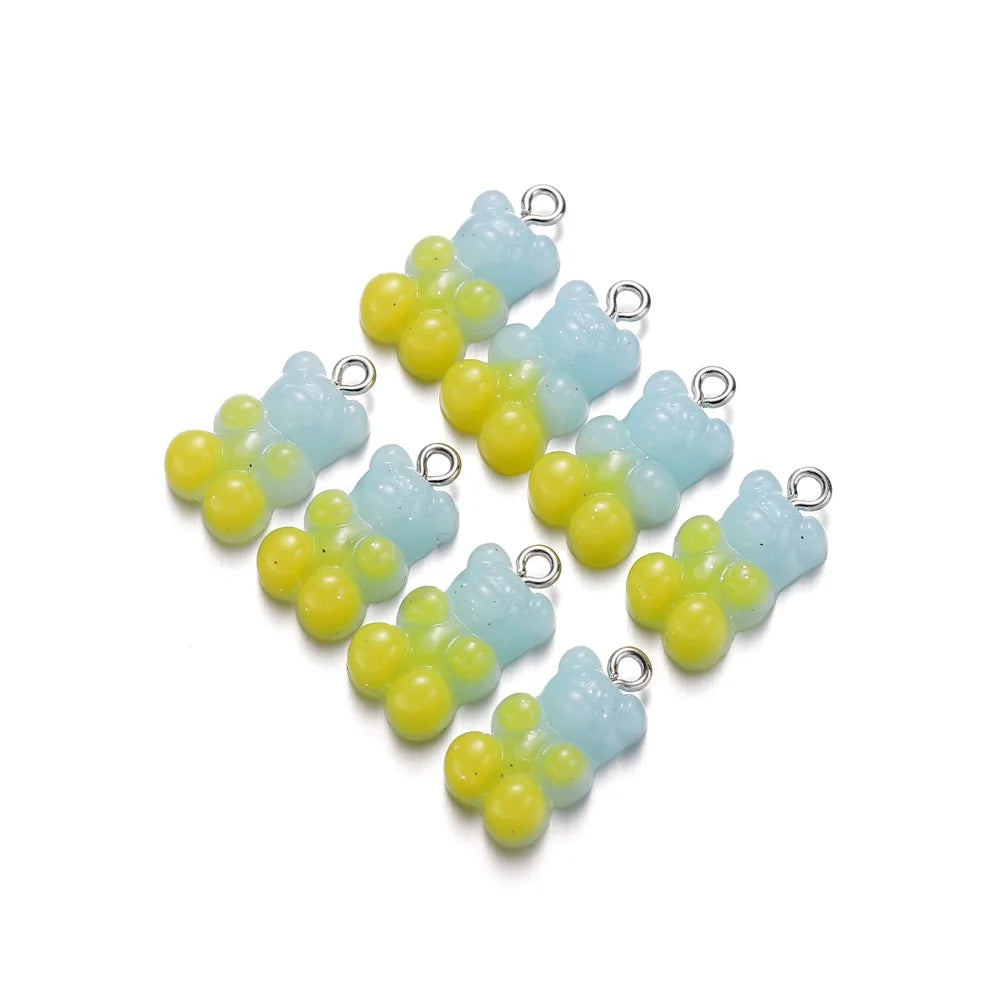 Earring Components Candy Bear Pendant Charms Colorful Resin Bears Craft Supplies