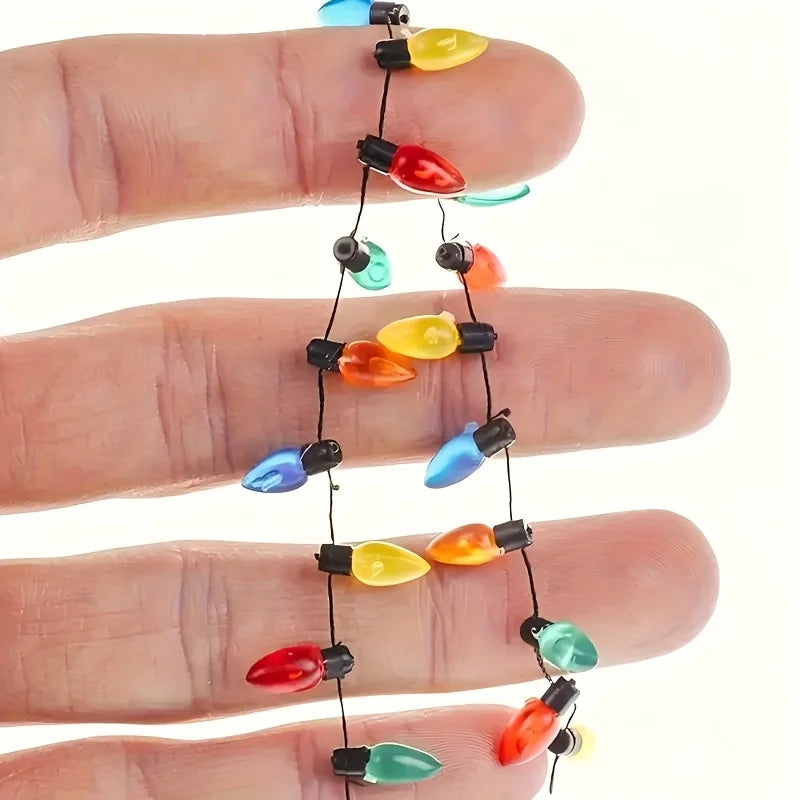 Christmas Light String Necklace Miniature Colorful Bulbs 19.68 in
