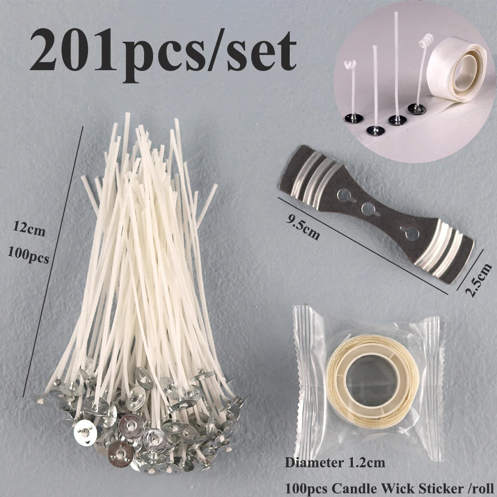 Candle Wicks Pre-Waxed Cotton Smokeless Metal Tab 1-8in DIY Candle Making