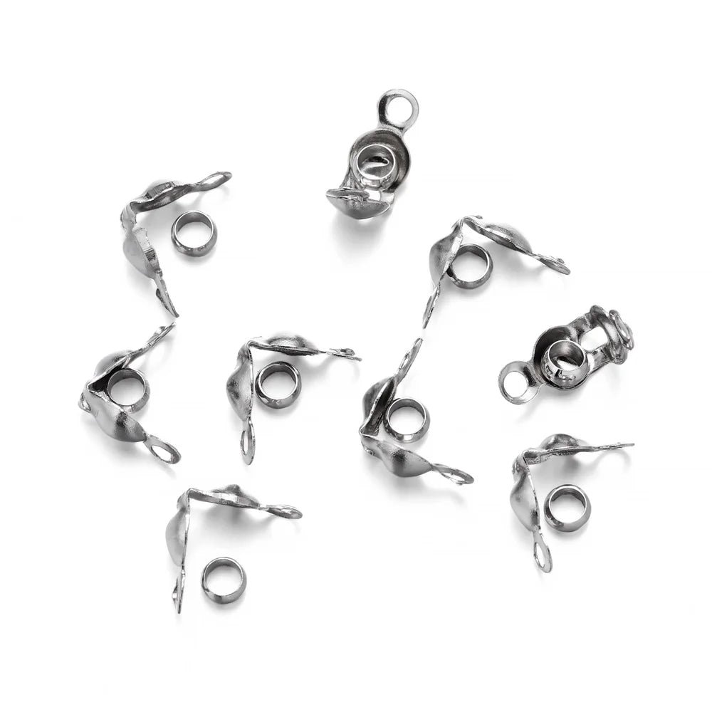 Cord End Crimps Stainless Steel Gold Color Connectors DIY Jewelry Making