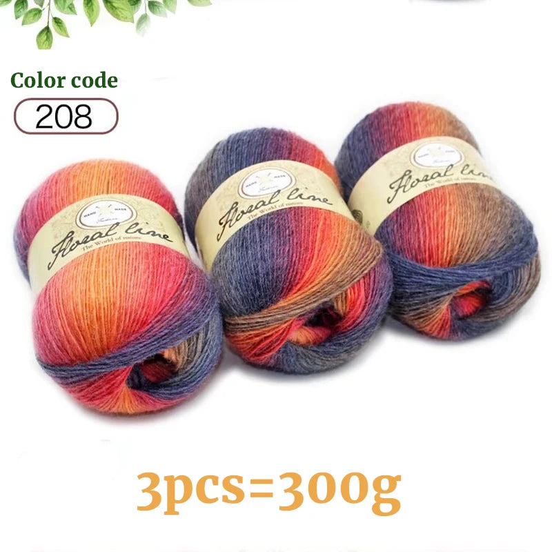 Yarn, Rainbow Variegated for Crochet Shawls, Scarves, Hats & Sweaters