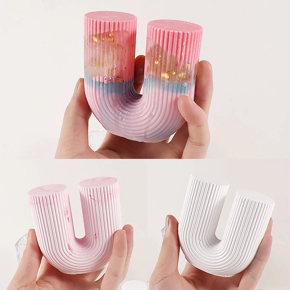 U Shape Candle Silicone Mold DIY Striped Arch Scented Candle Making Wax Mould Plaster Resin Ornament Craft Mold Home Decoration