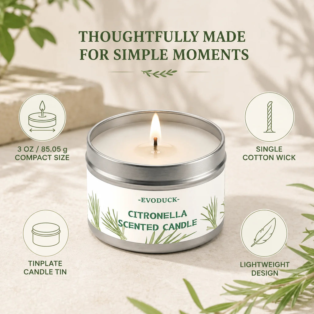 Citronella Candle Outdoor, Lemongrass Scented Candle for Patio Balcony Garden Camping Picnic Summer Party Long Lasting Tin Decor