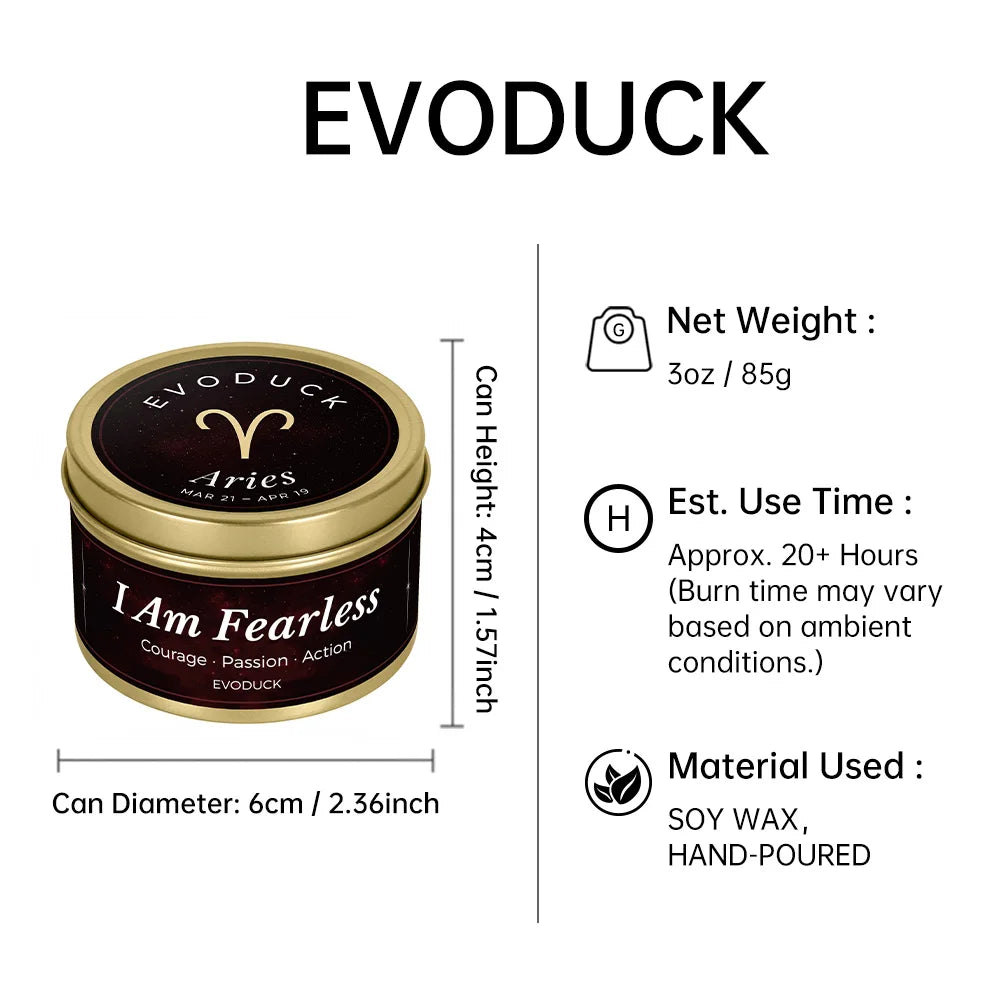 Scented Candles EVODUCK Zodiac Crystal Tins Astrology Birthday Home Fragrance