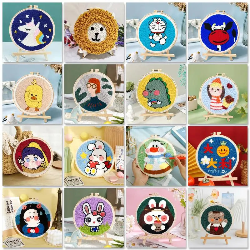 Punch Needle Kit, SDOYUNO Animal Hoop Art for Handmade Home Decor