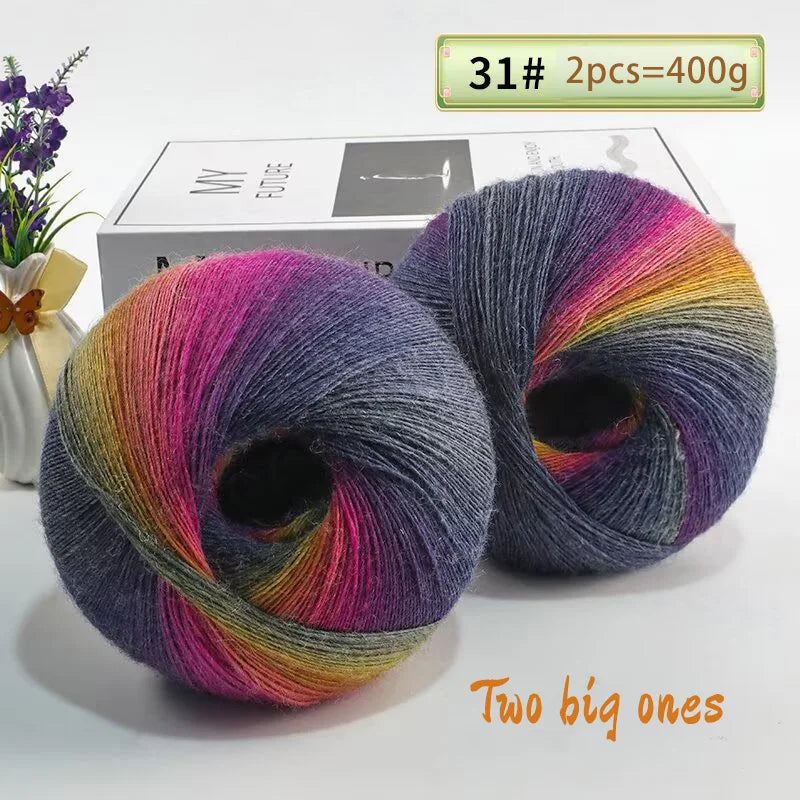 Yarn, Rainbow Gradient for Crochet Shawls, Sweaters, Hats & Flower Crafts