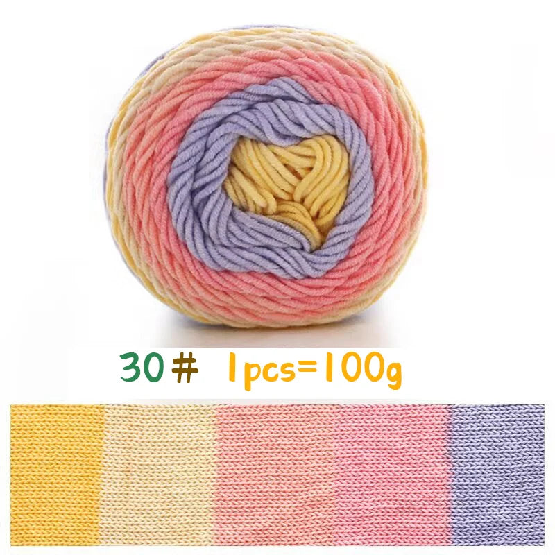 Yarn, Rainbow Variegated for Sweaters, Scarves, Blankets & Doll Crafts
