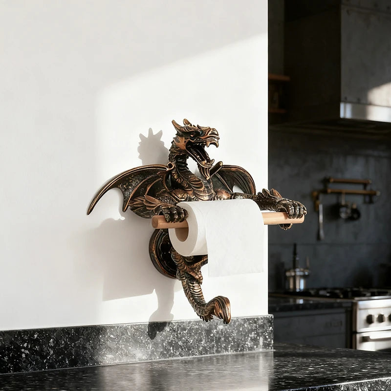 Retro Dragon Shaped Tissue Holder Bathroom Toilet Paper Holder Creative Dragon Ornament