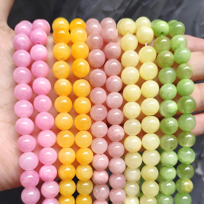 Stone Beads Round Jade Chalcedony Styles for DIY Jewelry Making Craft Beads