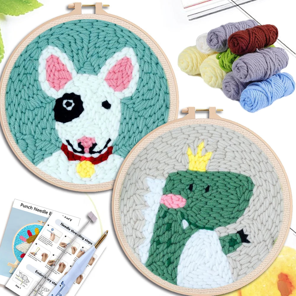 Punch Needle Kit, SDOYUNO Animal Patterns with Yarn & Threader Tools