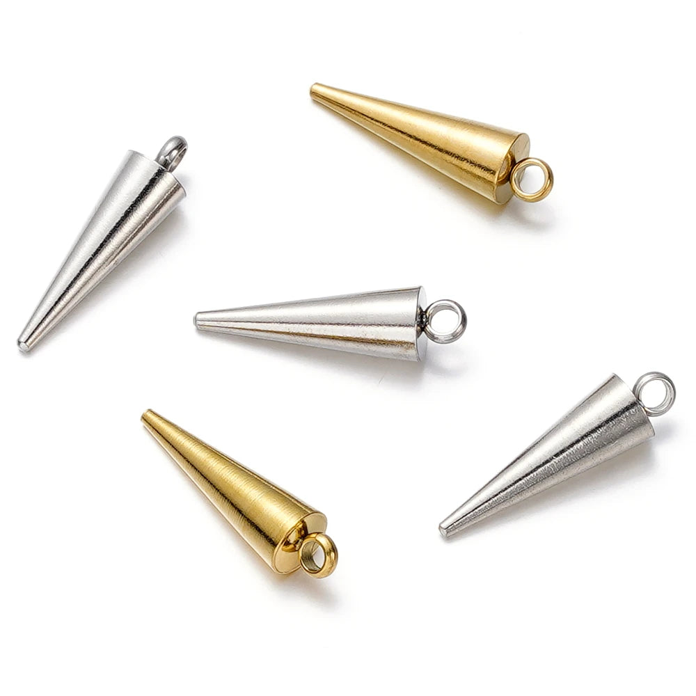 Metal Beads Stainless Steel Cone Charms Retro Spike Pendants Bracelet Supplies