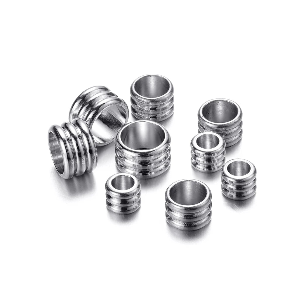 Spacer Beads Stainless Steel Large-Hole Necklace Charms for DIY Jewelry Making