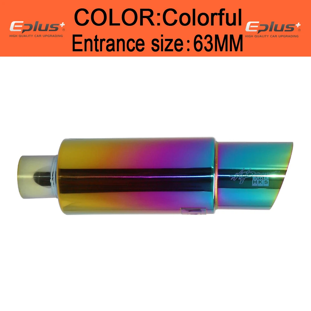 Stainless Steel Car Exhaust Drum Muffler Tail Pipe Universal 51-63mm