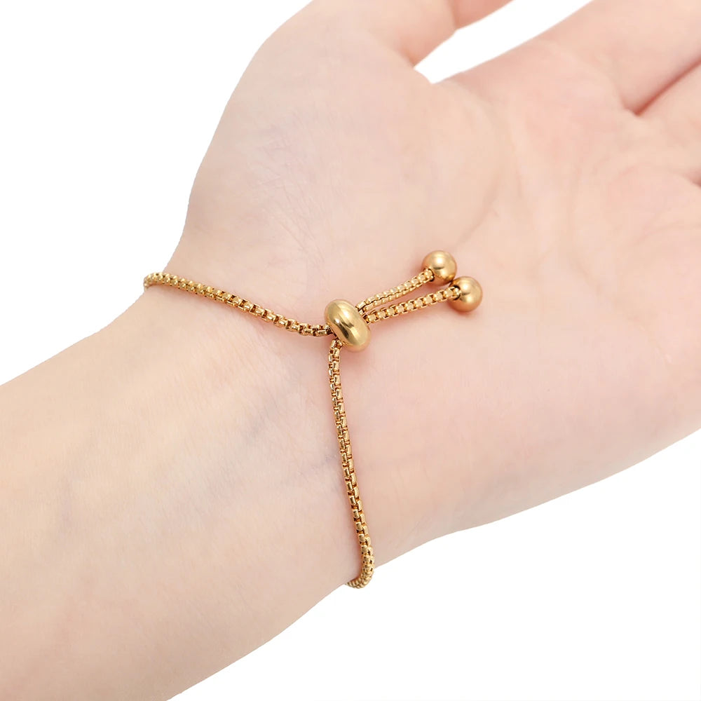 Bracelet Chains Stainless Steel Adjustable Slide Beads DIY Jewelry Making