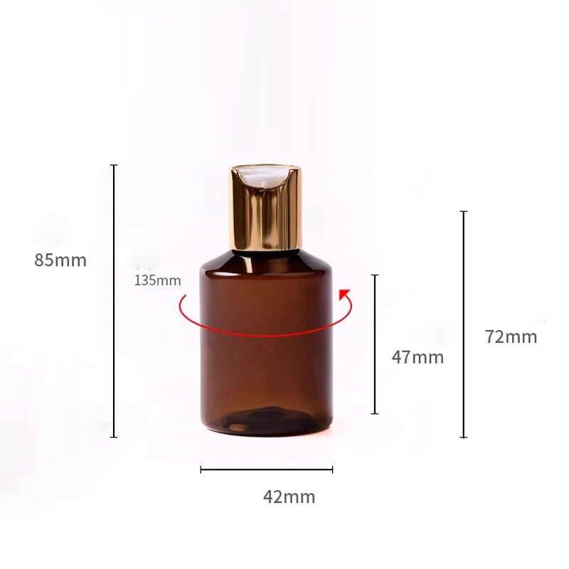 Brown bottle dimension diagram showing 3.35 in overall height and 1.65 in width (85 x 42 mm)