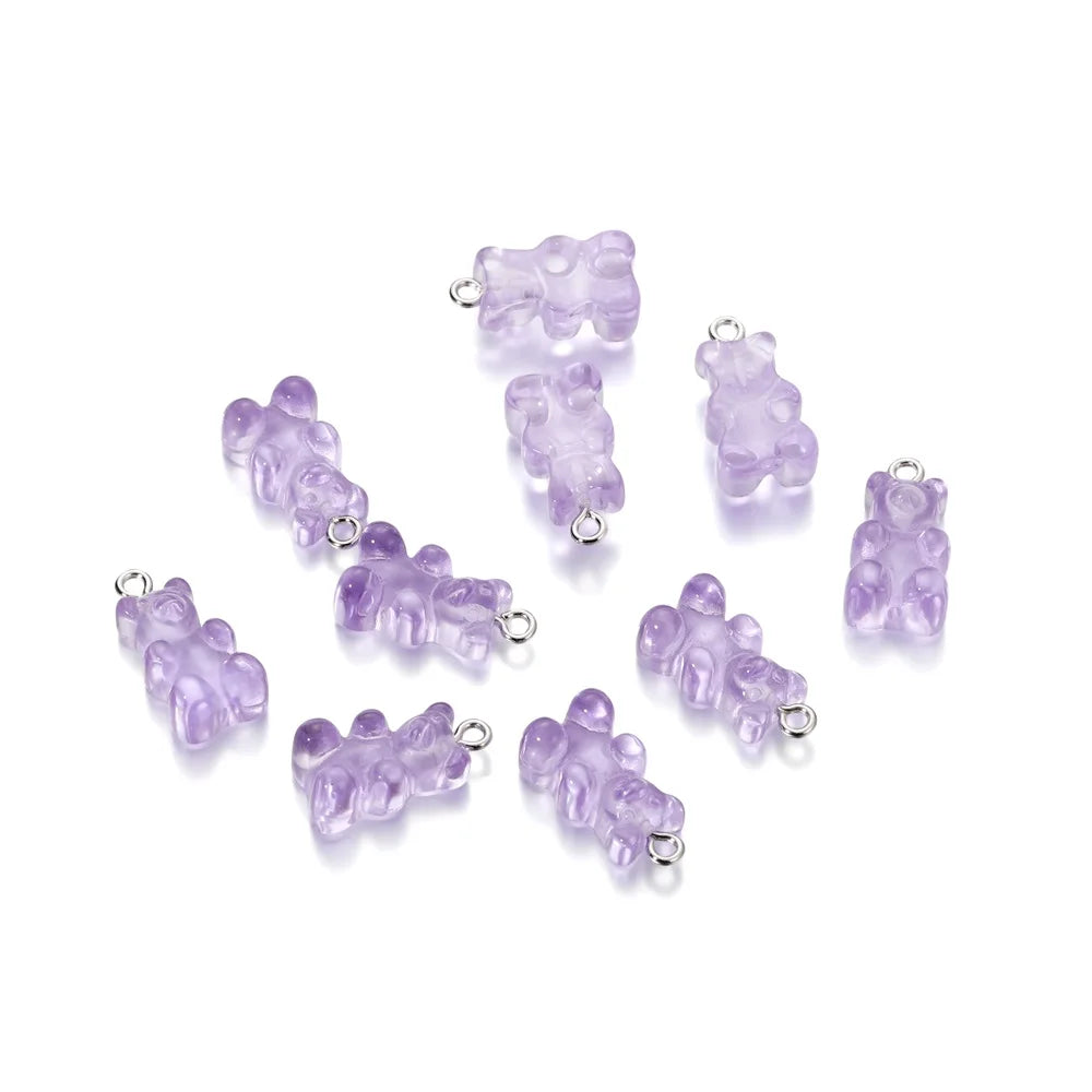 Earring Components Candy Bear Pendant Charms Colorful Resin Bears Craft Supplies