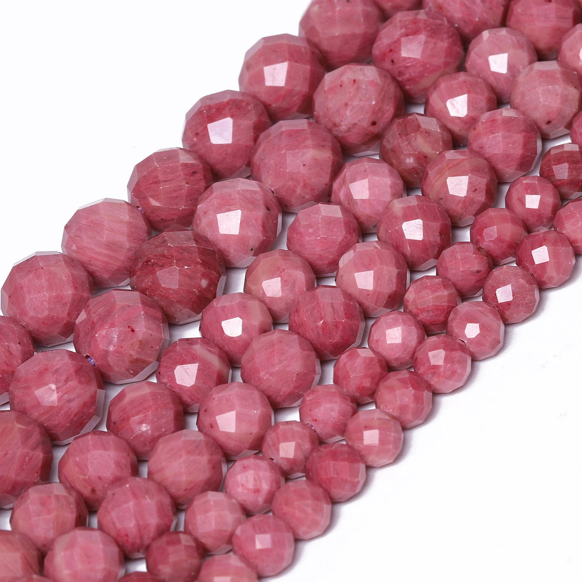Stone Beads Faceted Round Red Rhodonite-Style for DIY Jewelry Making Craft Beads