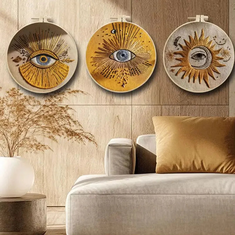 Embroidery Kit, Eye Design with Threads & Needles for Beginner Needlework