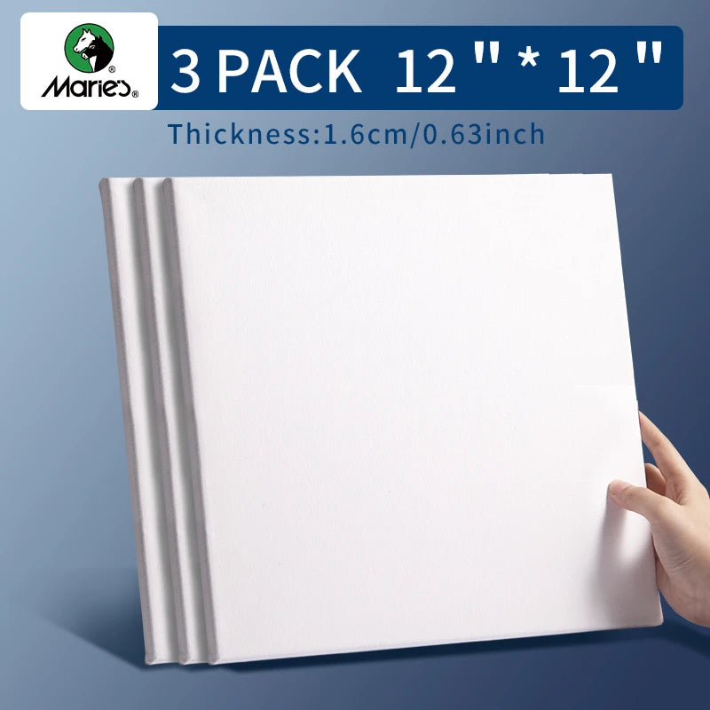 Marie's Stretched Canvas 3-Pack 100% Cotton Primed Rectangle and Round