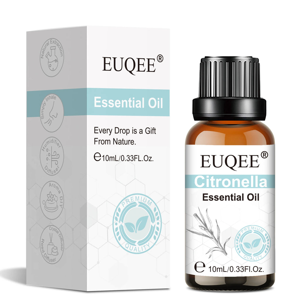 EUQEE 10ml Pure Essential Oil For Humidifier,Diffuser,Candle Making-Eucalyptus Vanilla Citronella Aromatherapy Essential Oils