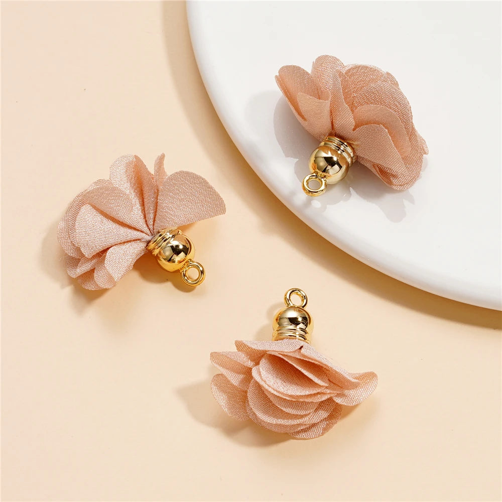 Earring Components Fabric Flower Tassel Pendants Bracelet DIY Jewelry Making
