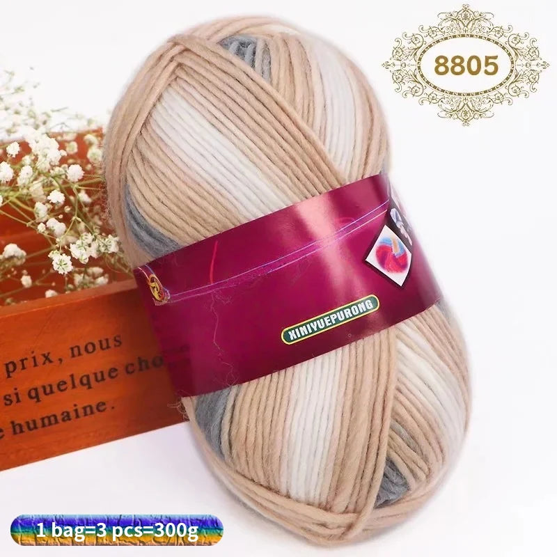 Yarn, Gradient Wool-Style Strands for Knitting Shawls, Hats & Craft Projects