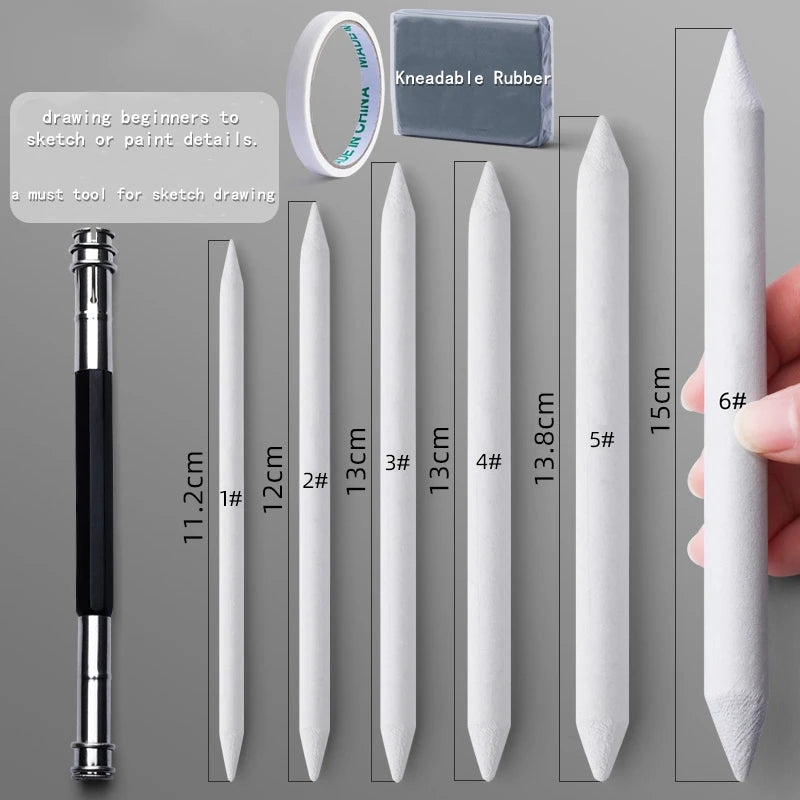 Sketch Blending Stump & Eraser Set — 3 to 13 Pieces Graphite Charcoal Blending