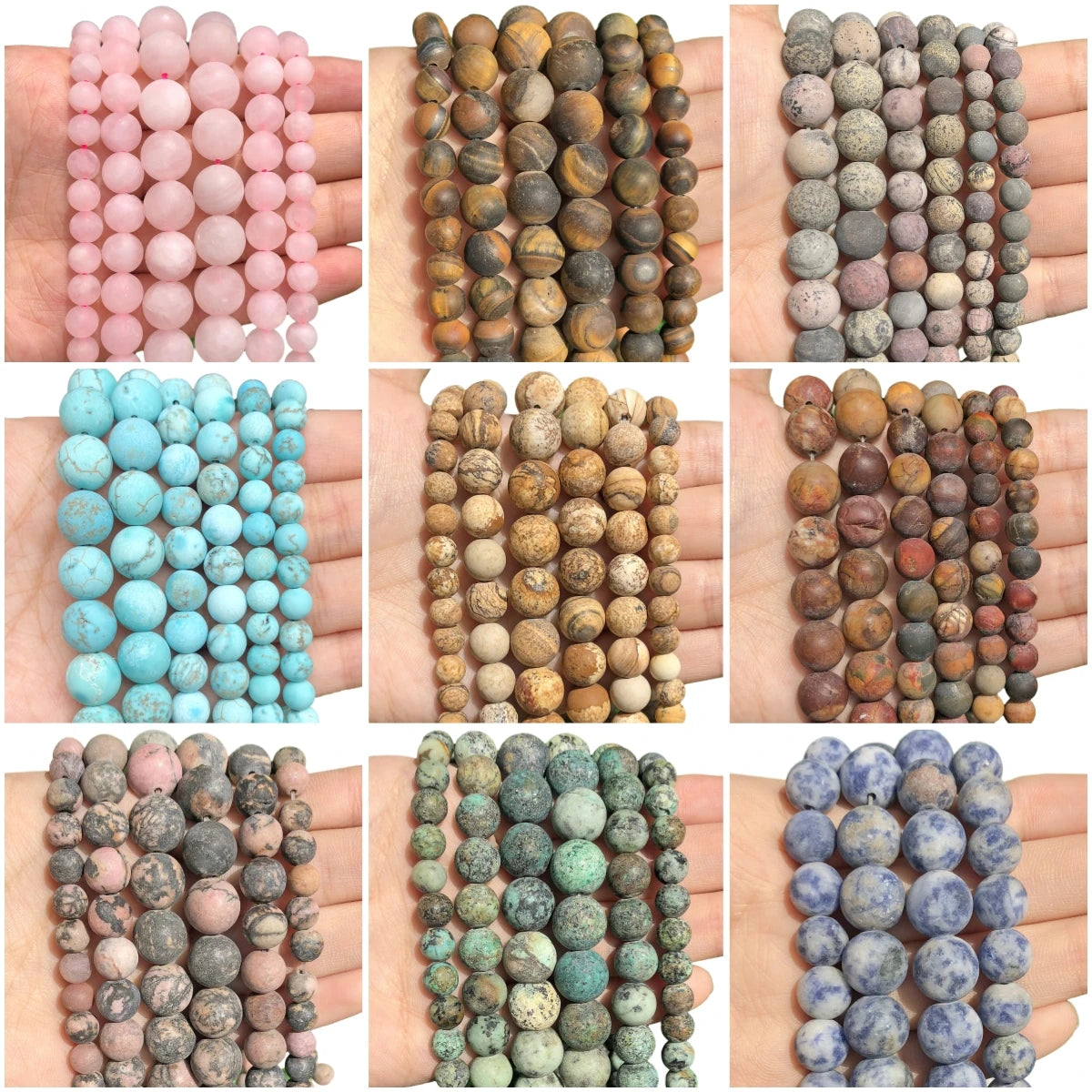 Stone Beads Matte Round Picasso Jasper Agate Styles for DIY Jewelry Making