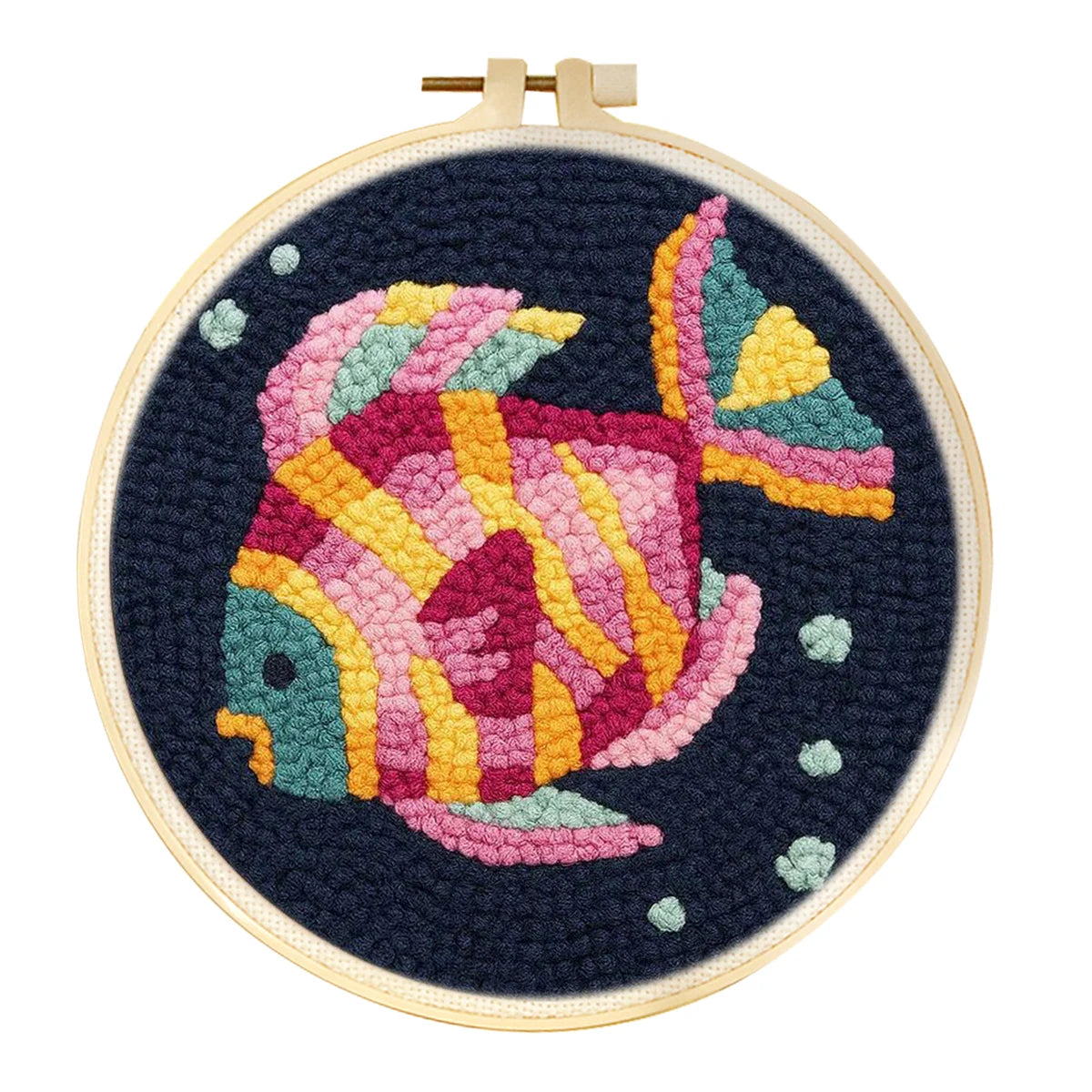 Punch Needle Kit, Cartoon Animals with Hoop for Beginner Yarn Crafts