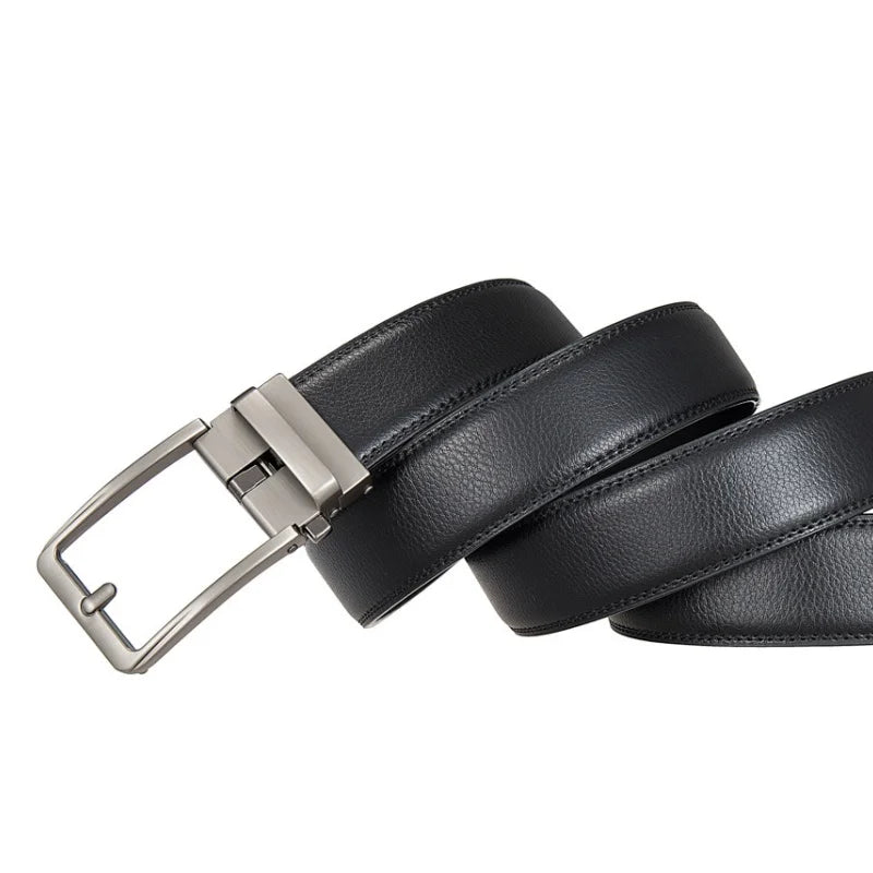 Men's Leather Belt Automatic Buckle Genuine Cowhide for Jeans, Dress, Golf