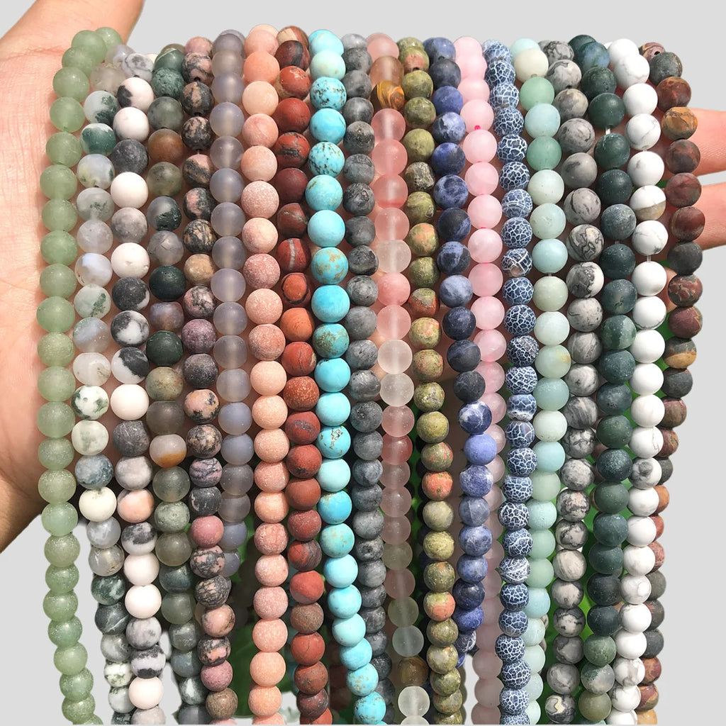 Stone Beads Matte Round Picasso Jasper Agate Styles for DIY Jewelry Making