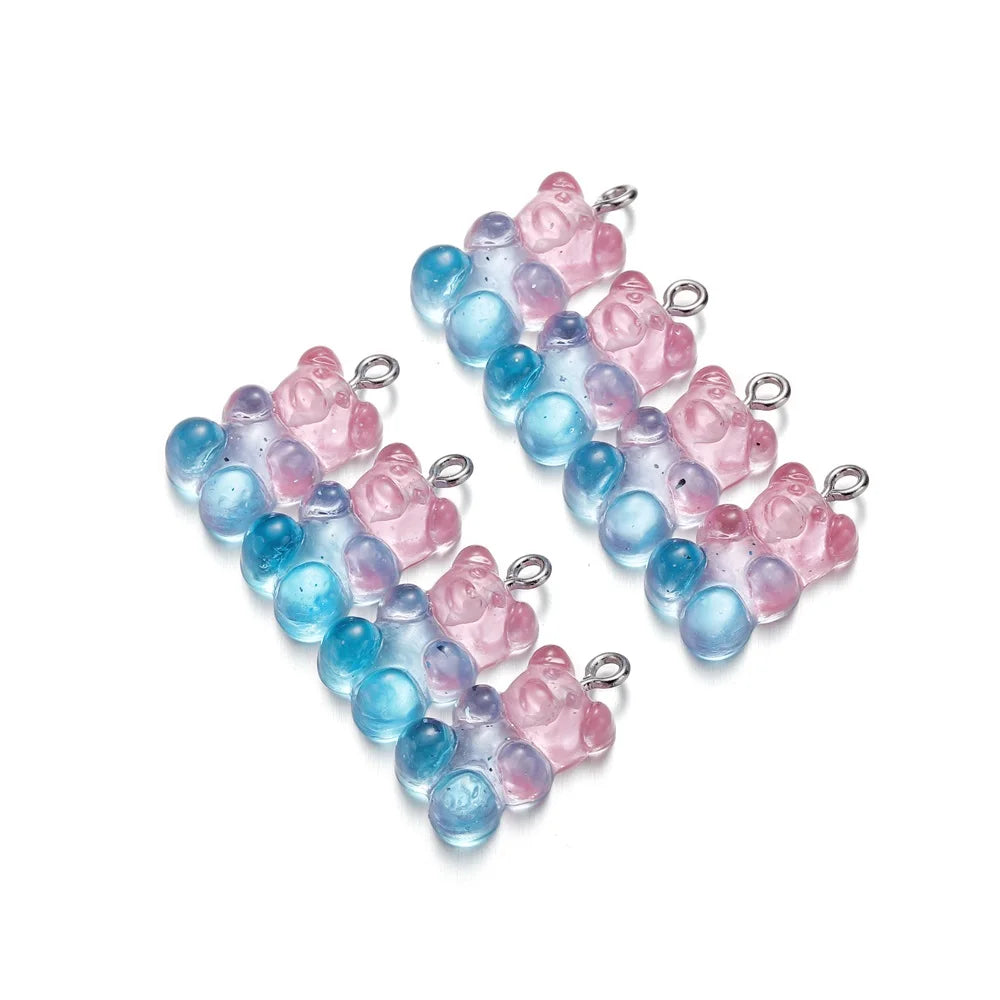 Earring Components Candy Bear Pendant Charms Colorful Resin Bears Craft Supplies