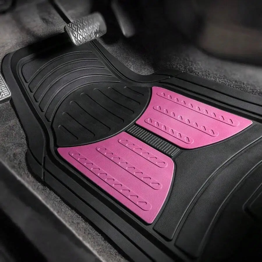Automotive Floor Mats - 4 Heavy Duty Pink Rubber For Cars Universal Fit Full Set