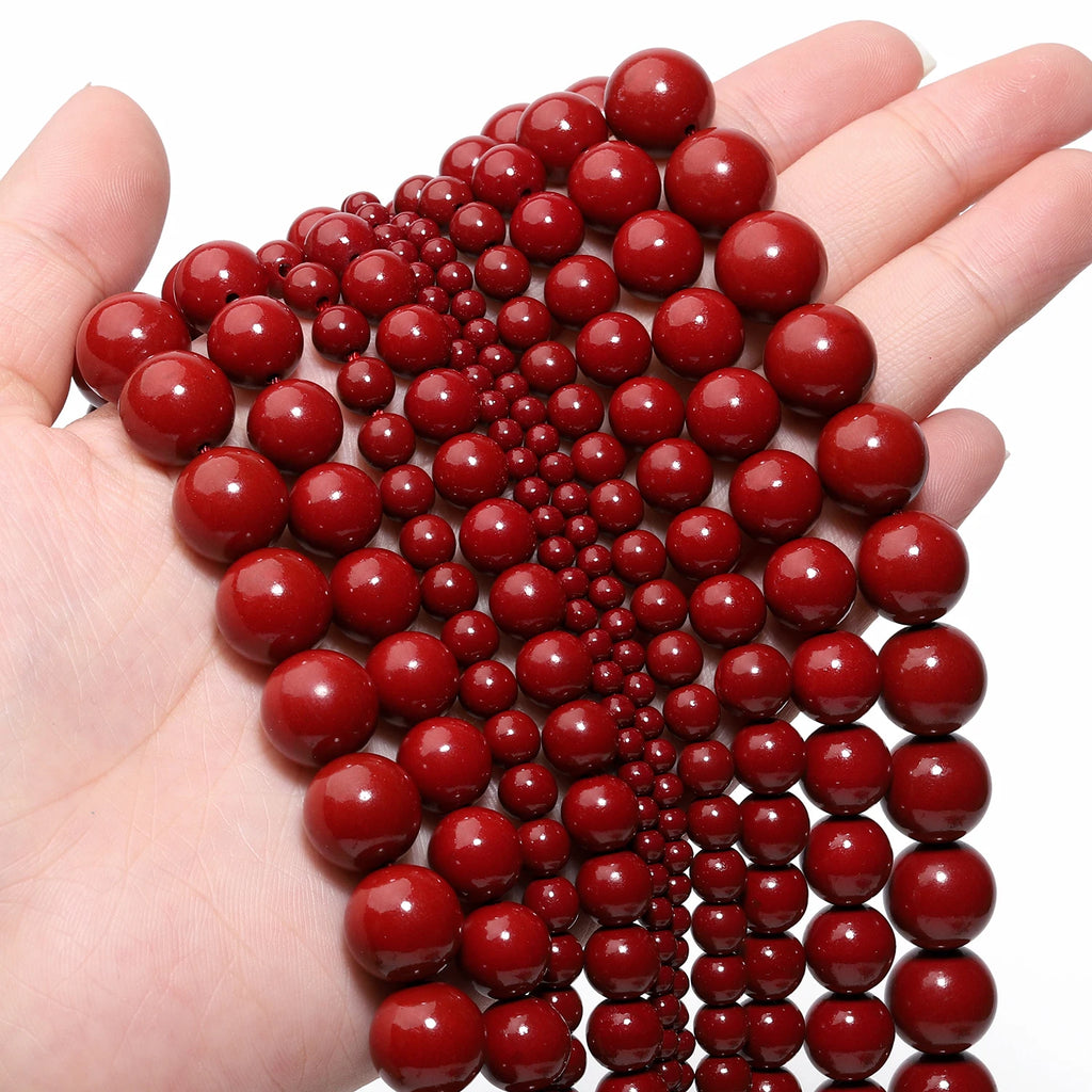 Stone Beads Round Cinnabar Jade Styles for DIY Jewelry Making Bracelet Supplies