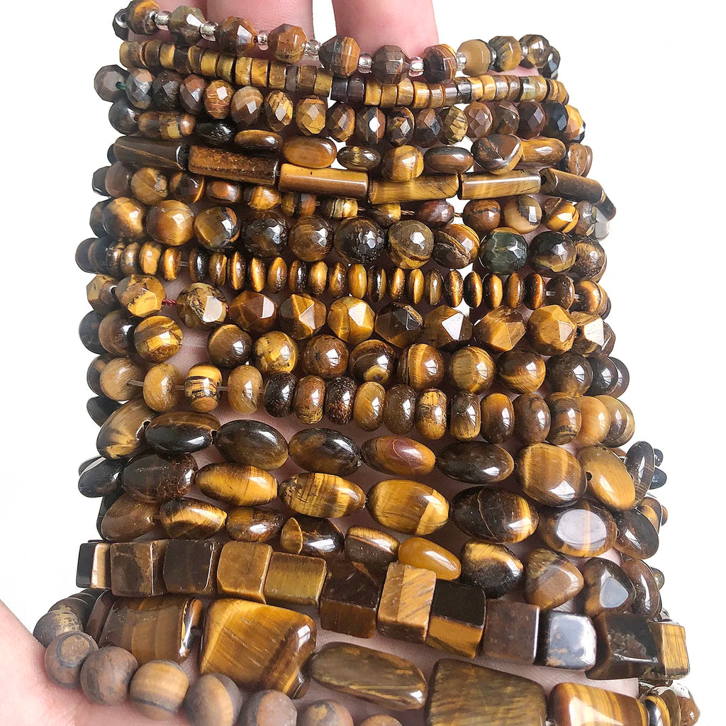 Stone Beads Yellow Tiger Eye Mixed Shapes for DIY Jewelry Making Craft Beads
