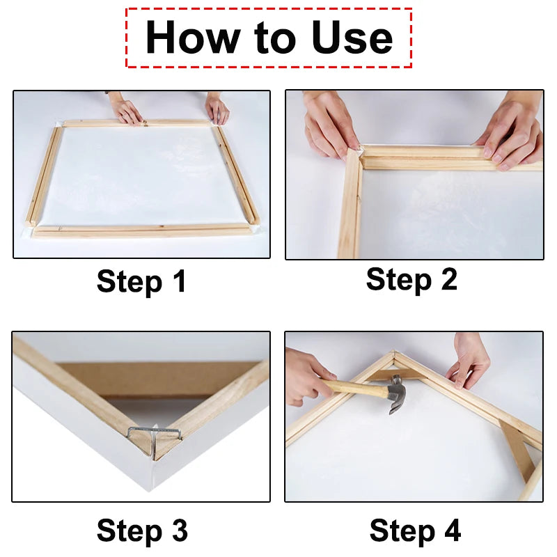 Step-by-step guide on how to use a wooden picture frame with text 'How to Use'.