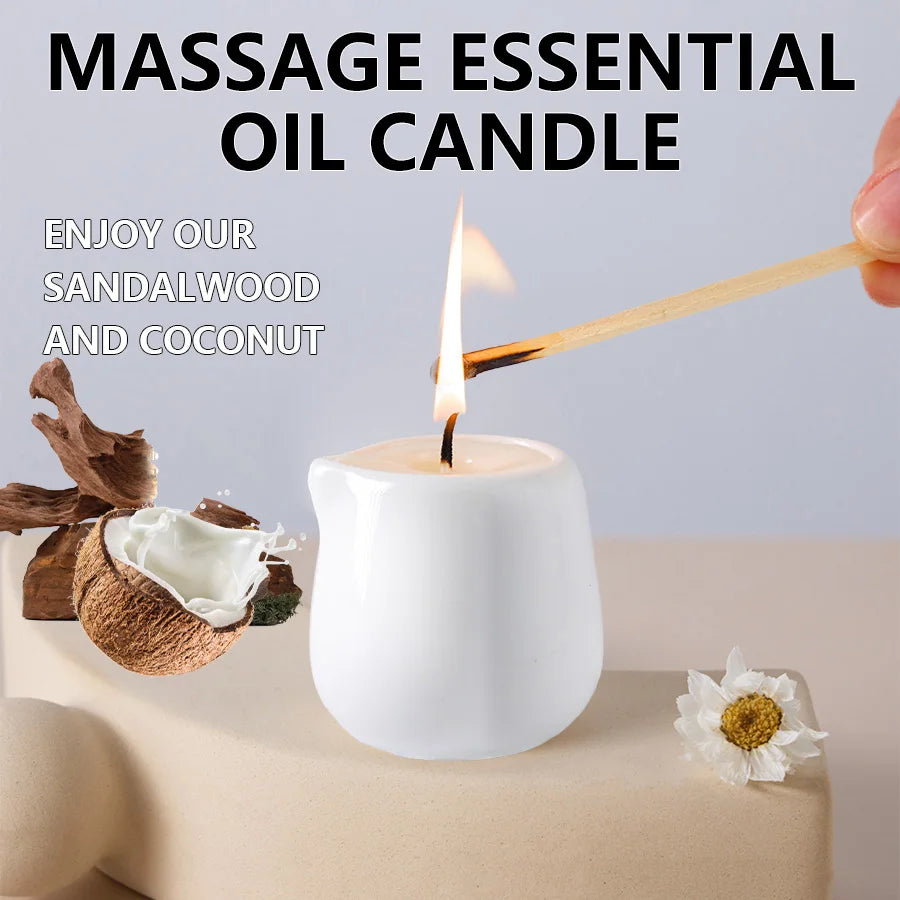 Fruity Scented Natural Massage Oil Candle. Low Heat. 1.69 oz, Coconut Wax. Hydrating. For Home & V-Day. Natural Luxury. Soothing
